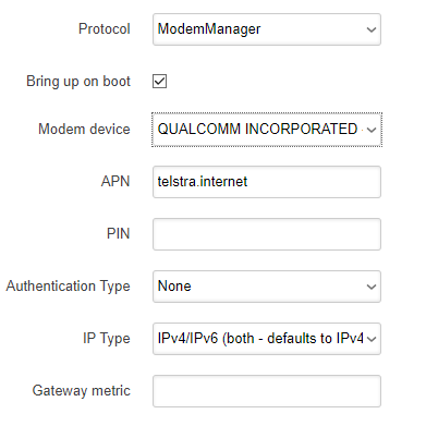 OpenWrt LuCI ModemManager options