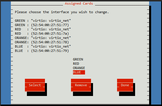 IPFire network interface configuration